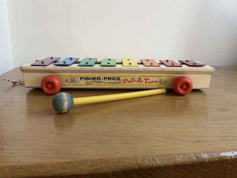 Vintage Fisher Price Early 1970’s Pull-A-Tune Wooden Xylophone Musical Toy