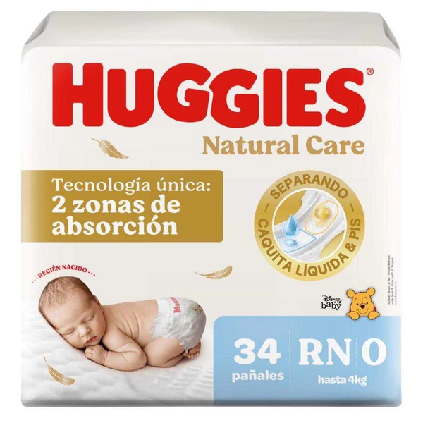Pañales Huggies Natural Care RN 34 Un