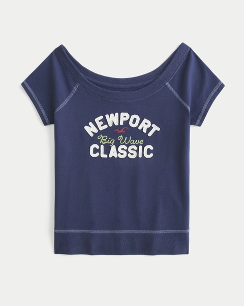 Logo Graphic Slash-Neck Tee