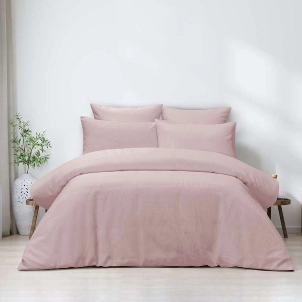 Mode Taylor Waffle Quilt Cover Set Blush Double | Spotlight Australia