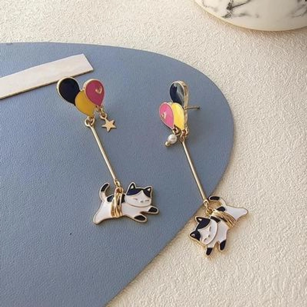 Cat Balloon Drop Earrings