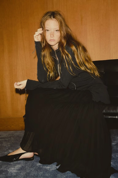 Sheer Pleated Skirt