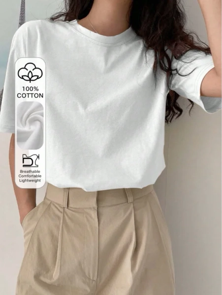 Camiseta branca algodão Dazy Shein - ID 66757540