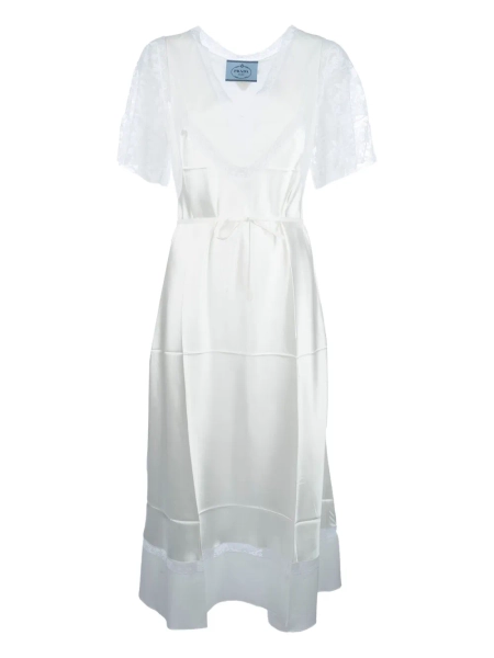 Prada robe mi-longue à empiècement en dentelle | 42