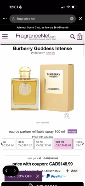Burberry Goddess Intense For Women
