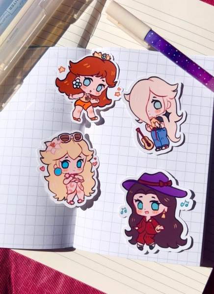 The Mario Girls, Princess Peach, Princess Daisy, Rosalina, Pauline, Cute, Mario, WATERPROOF Stickers, 2in
