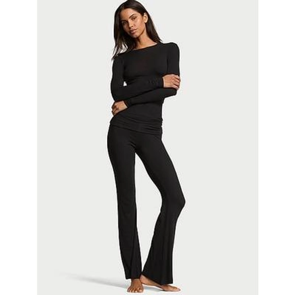 SoSoft™ Modal Ribbed Long Lounge Set, Black, Medlong - Women's Pajama Sets - Victoria's Secret