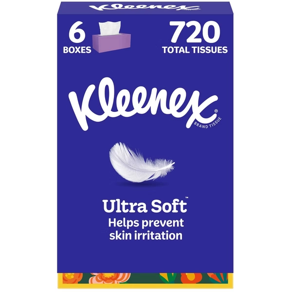 Kleenex Ultra Soft 3-Ply Facial Tissue - 6pk/720ct: Rectangle Shape