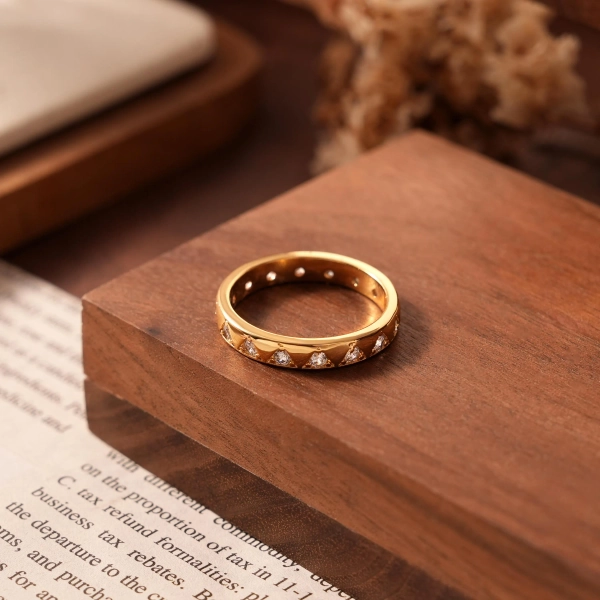 Fav Triangular Zirconia-Embellished Gold-tone Ring | Contemporary and Chic