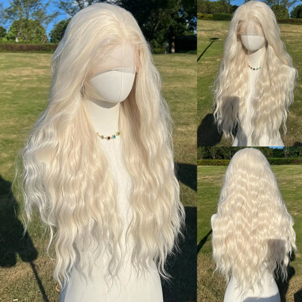 Smilco Platinum Blond 13x4 Lace Front Curly Wig