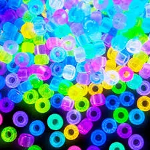 Pony Beads for Bracelets, 1000+pcs 6x9mm Rave Kandi Acrylic Beads Neon Charms Hair Bead for Braids Girls Halloween Jewelry Making