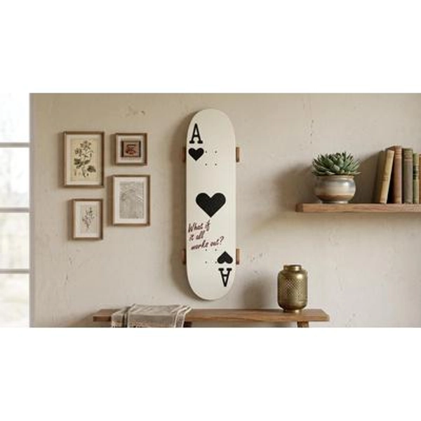Ace of Hearts Skateboard Wall Art, What If It All Works Out Quote Decor, Playing Card Skateboard Deck, Inspirational Gift, Minimalist Art
