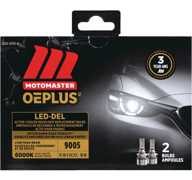 MotoMaster 9005 OEPLUS® LED Headlight Bulb, 6000k Cool White Light, 2-pk