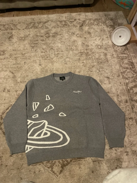 Grey broken planets knit jumper