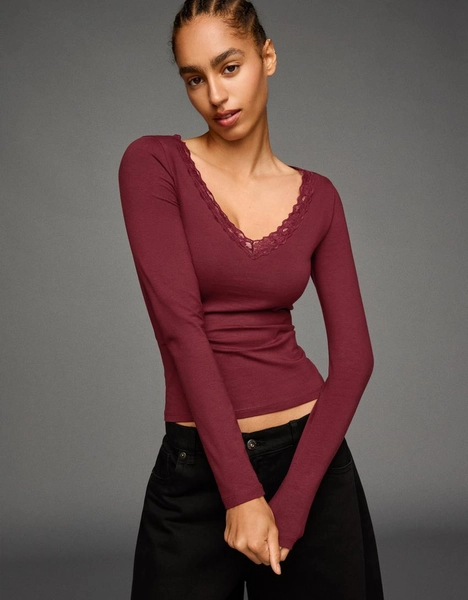 Lace long sleeve T-shirt