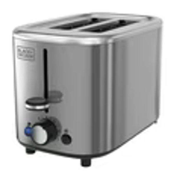 BLACK+DECKER 2‑Slice Toaster, Stainless Steel, Extra‑Wide Self‑Centering Slots, 7 Adjustable Shade Settings