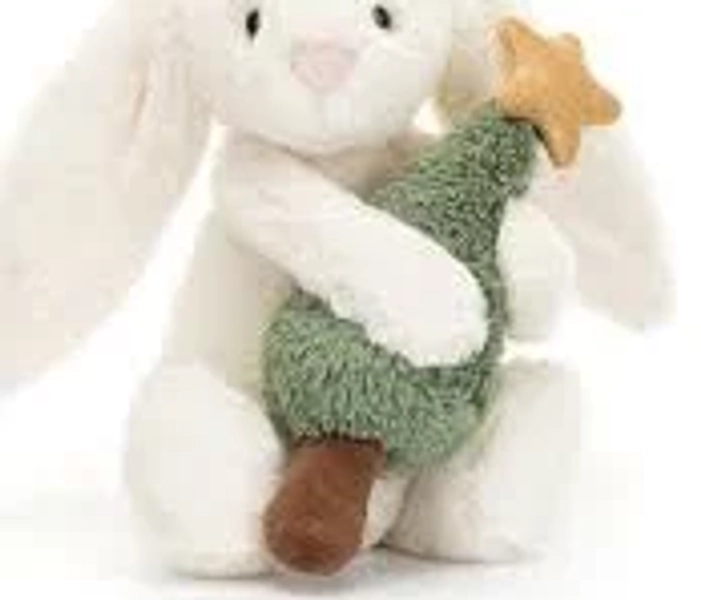 Jellycat Bashful Bunny with Christmas Tree