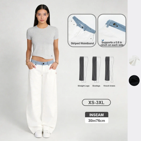 Pwest Jodie Adjustable Low-Rise Loose-Leg Jeans