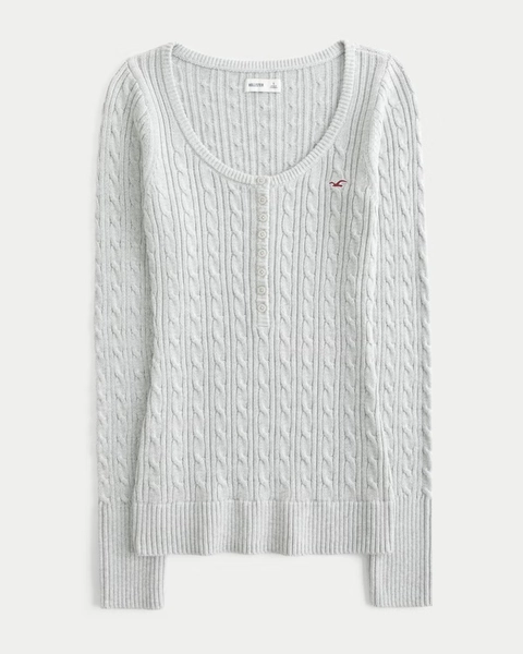 Cable-Knit Icon Henley Sweater