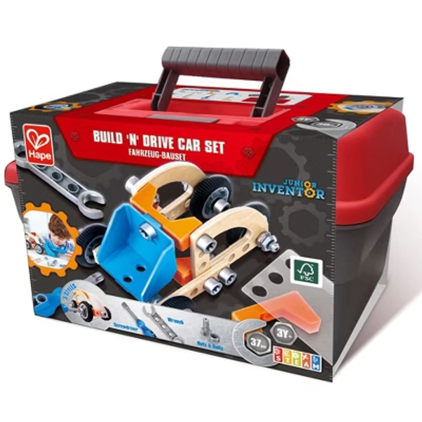 Hape: Junior Inventor: Build 'N' Drive Car Set - 37pcs, Kids 3+