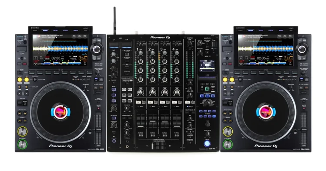 DJM-A9 4-channel DJ Mixer with Effects and Dual CDJ3000 Media Player Bundle