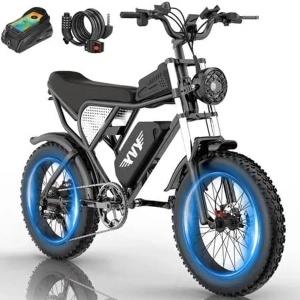 1500w Electric Bike for Adults,33MPH 20'' Fat Tire Electric Motorcycle,48V 20ah Removable Battery, Max 80Miles Mountain Bike Ul2849, Black