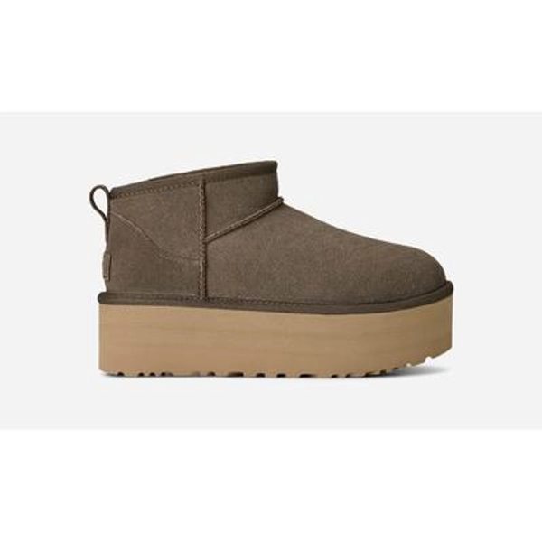 UGG® Women's Classic Ultra Mini Platform Suede Classic Boots in Dried Oregano, Size 11