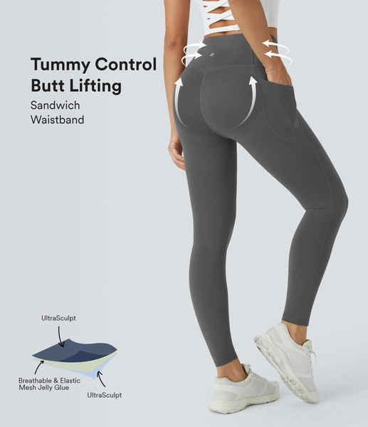 Halara UltraSculpt™ SoCinched High Waisted Butt Lifting Tummy Control Pocket Shaping Workout Leggings