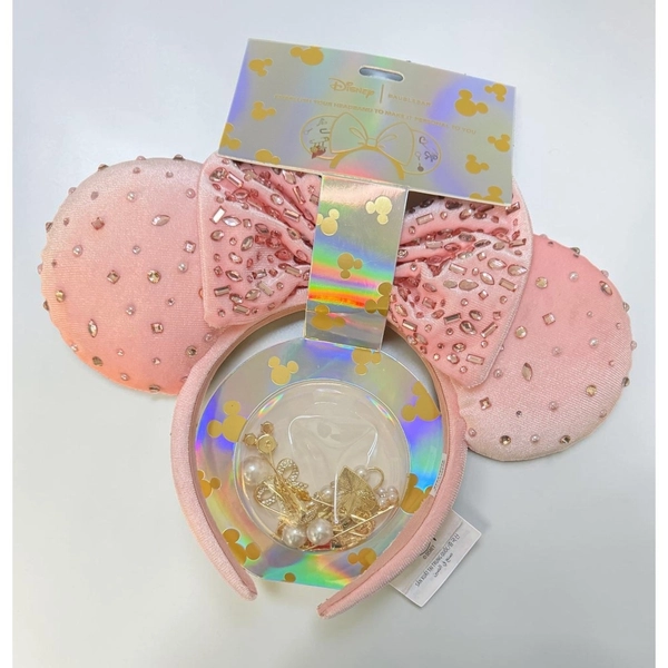 Disney BaubleBar DIY Custom Minnie Ears Headband Pink Embellished NWT
