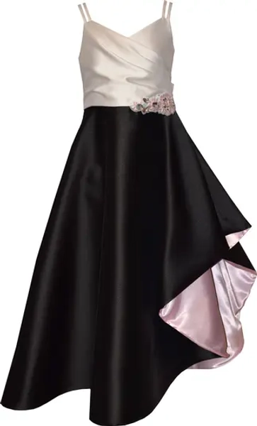 Kids' Cascade High-Low Satin Party Dress