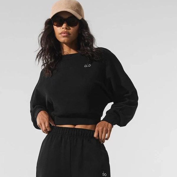 Alo Cropped Accolade Crewneck Top