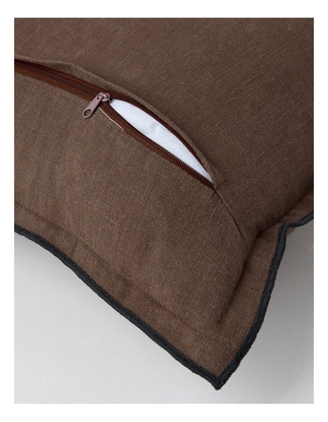 Contrast Linen Cushion in Cinnamon