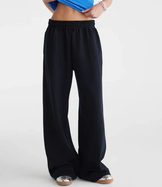 Aeropostale Women's Mid-Rise Wide Leg Cotton Sweatpants