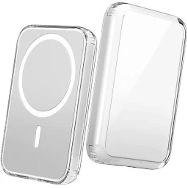 Miimall Compatible with MagSafe Battery Pack Case for iPhone 15/14, Crystal Clear PC + TPU Case Anti-Yellowing, Shockproof, MagSafe Power Bank
