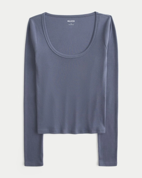 Long-Sleeve Scoop Top