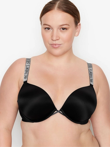 Black Add 2 Cups Bomshell Shine Strap Bra