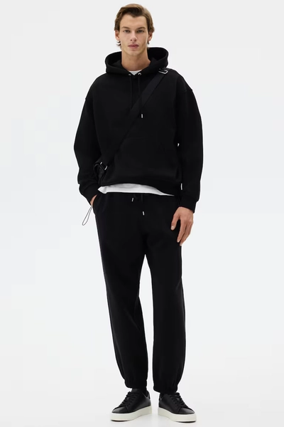 2-piece Loose Fit Hoodie and Joggers Set - Black