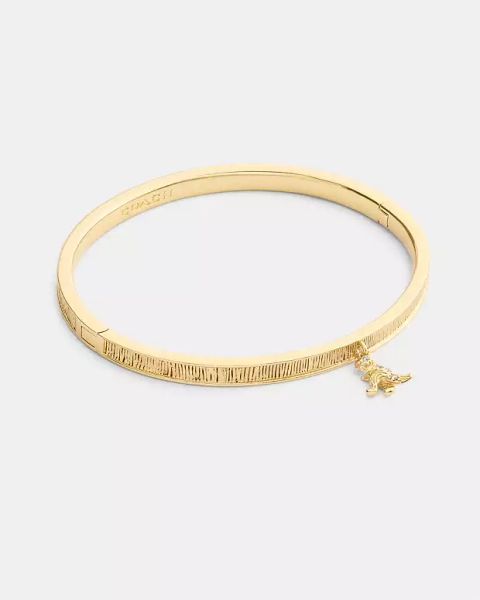Gold Brushed Rexy Charm Hinged Bangle