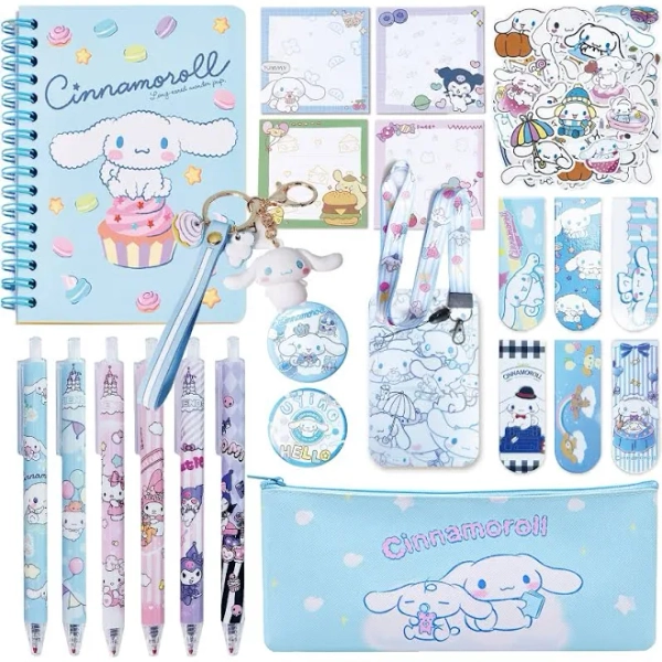 72pcs Cute Stationery Gift Set | Kawaii Back To School Including Notebook school supplies bulk items gift set, Pencil Case, Ballpoint Pens, ID Badge