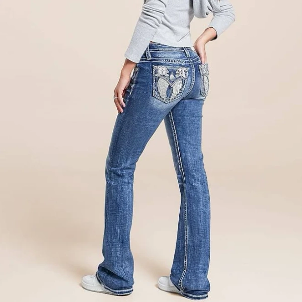 Miss Me Women's Mid-Rise Boot Stretch Jean in K1201D/Blue | Size: 27/32 | Buckle