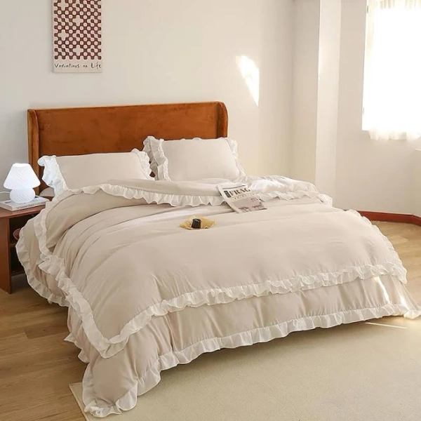 Nayoroom Vintage Ruffled Fringe Duvet Cover Set