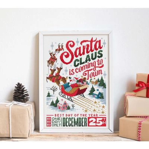 Santa Claus is coming to town- Cross Stitch Pattern (Digital Format - PDF)