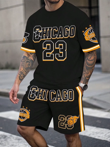 Men's Sports Short Sleeve Top Shorts Set Plus Size Breathable Basketball Sports Clothing Letter Print T-shirt Shorts 2-piece Set - AliExpress 200000343