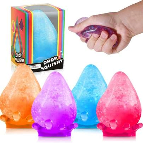 1/2/4pcs Dreamlike Squeeze Toy, With Dreamy Smooth Squeezing Sensation, Soft Pressure Ball With Base, Sensory Toy For Relieving Anxiety And Stress, Suitable For Relaxation And Calming - Ice Cube/Water Drop Shape - Size 1pc-blue