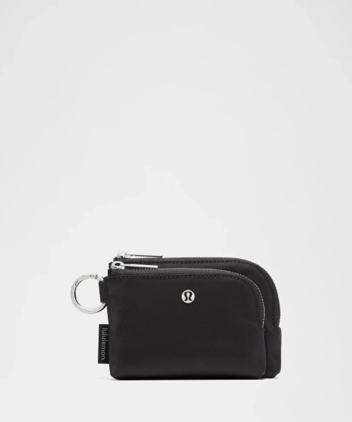 Double Zip Clippable Card Pouch - Black/Black - ONE SIZE
