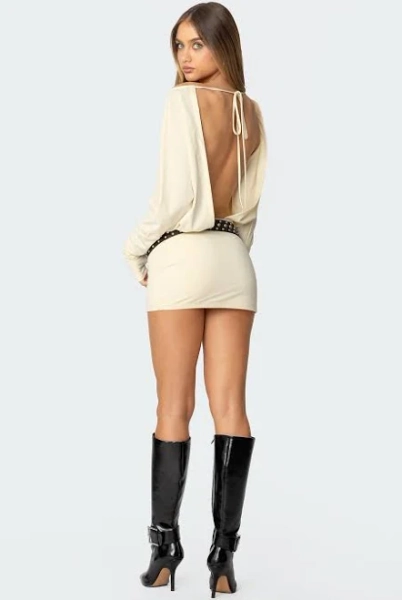 Edikted Women's Venice Open Back Long Sleeve Midi Dress