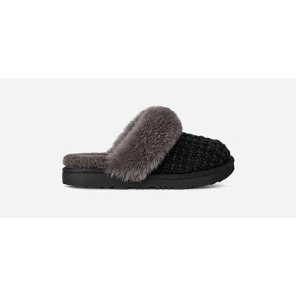 UGG® Toddlers' Cozy II Knit Sheepskin Slippers in Black, Size 1K