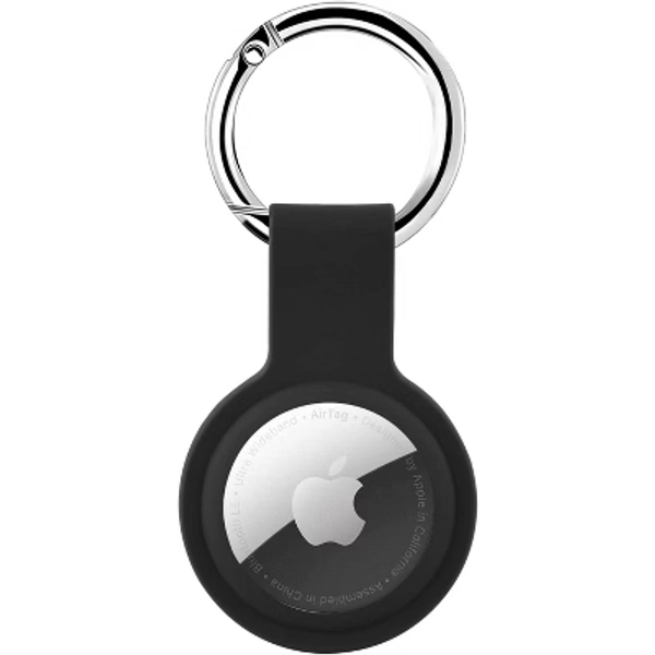 Worryfree Gadgets Case Compatible with Apple Airtag Case Holder with Key Ring Airtag Cover for Wallet, Dog Collar, Luggage, Keys etc (Silicone-Black)