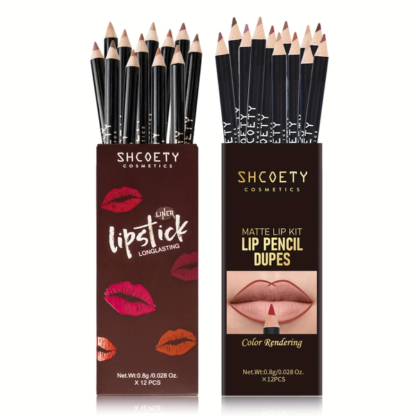 24pcs Lip Liner Pencil Set Gift Box Matte Long Lasting Lip Hook Easy to Color Lip Liner Pen, Lip Liner Set, SHCOETY, Lipstick