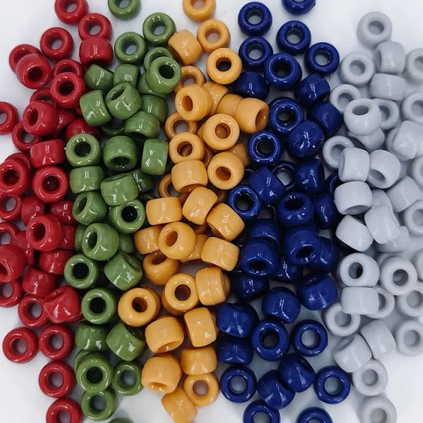 MIIIM 1000PCS 6x9mm Pony Beads Bulk, 5 Colors Pony Beads for Bracelets Making Kit, Kandi Beads, Hair Beads for Braids, Craft Bea